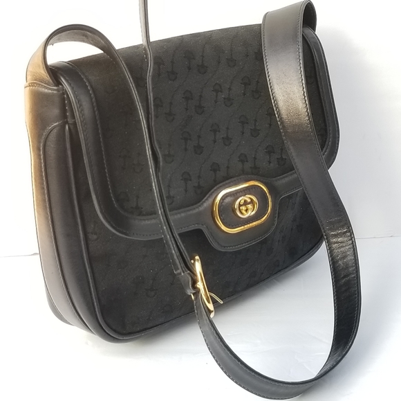 Auth Vintage GUCCI Horsebit embossed Canvas and Leather Shoulder handbag - Picture 7 of 16